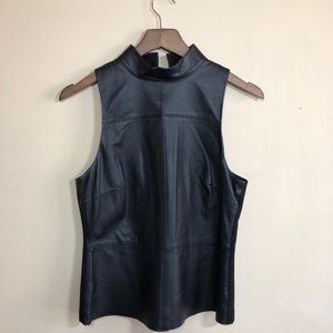 DKNY REAL leather sleeve less shirt